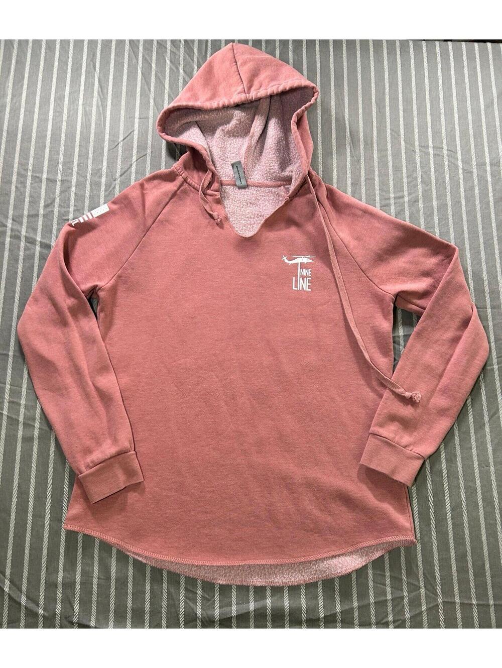 Nine Line Apparel women's lightweight v-neck hoodie in dusty rose color Small
